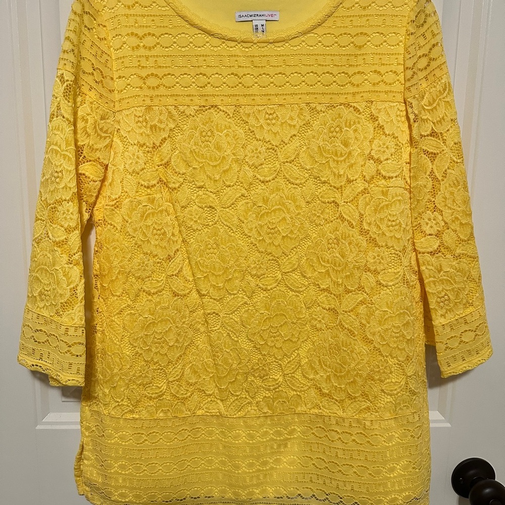 Isaac Mizrahi Yellow Lace Blouse
